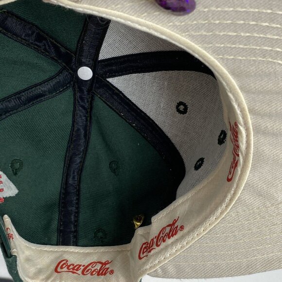 Vtg Coca Cola Monsters of the Gridiron Snapback USA Denim Green Hat Cap w Pin - Picture 13 of 14